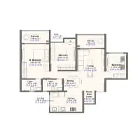 3 BHK Floor Plan at Kohinoor Avantara Wakad Pune